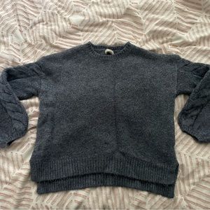 Blue Braided Sleeve Sweater